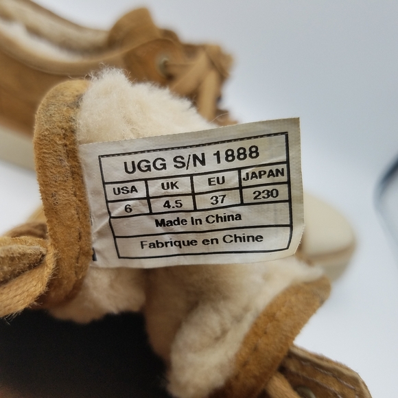 SoldUGG Evera Chestnut Suede Sheepskin Sneakers  6 - Picture 11 of 14